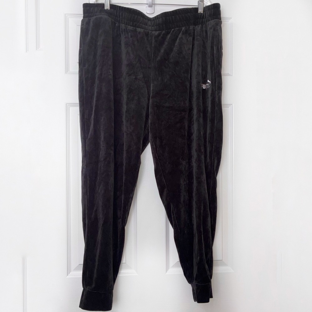 NEW Puma Elevated Essentials Velour Joggers Womens 3X Black Pockets